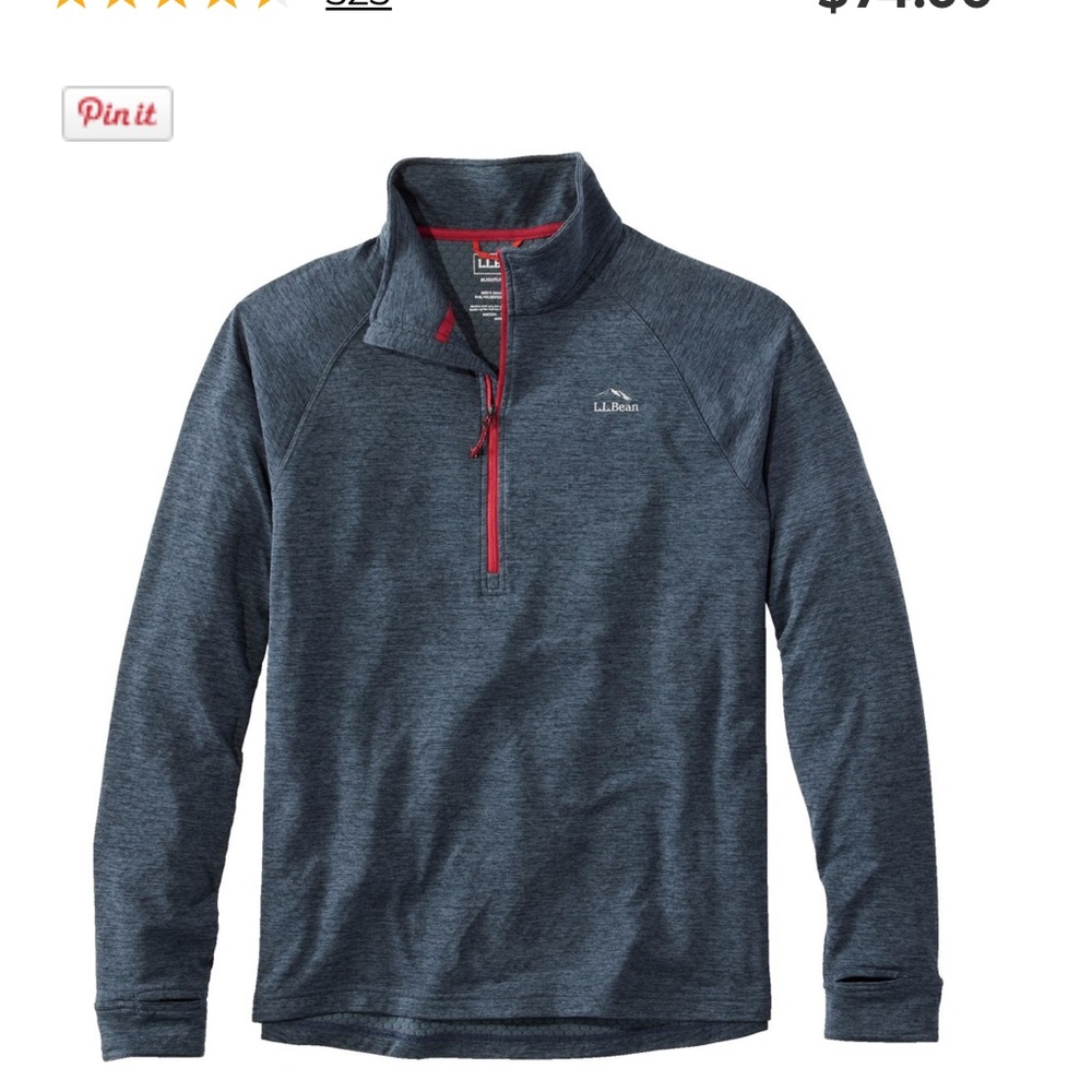 LL Bean Mens Adventure Grid Fleece 1/4 zip, Large TALL